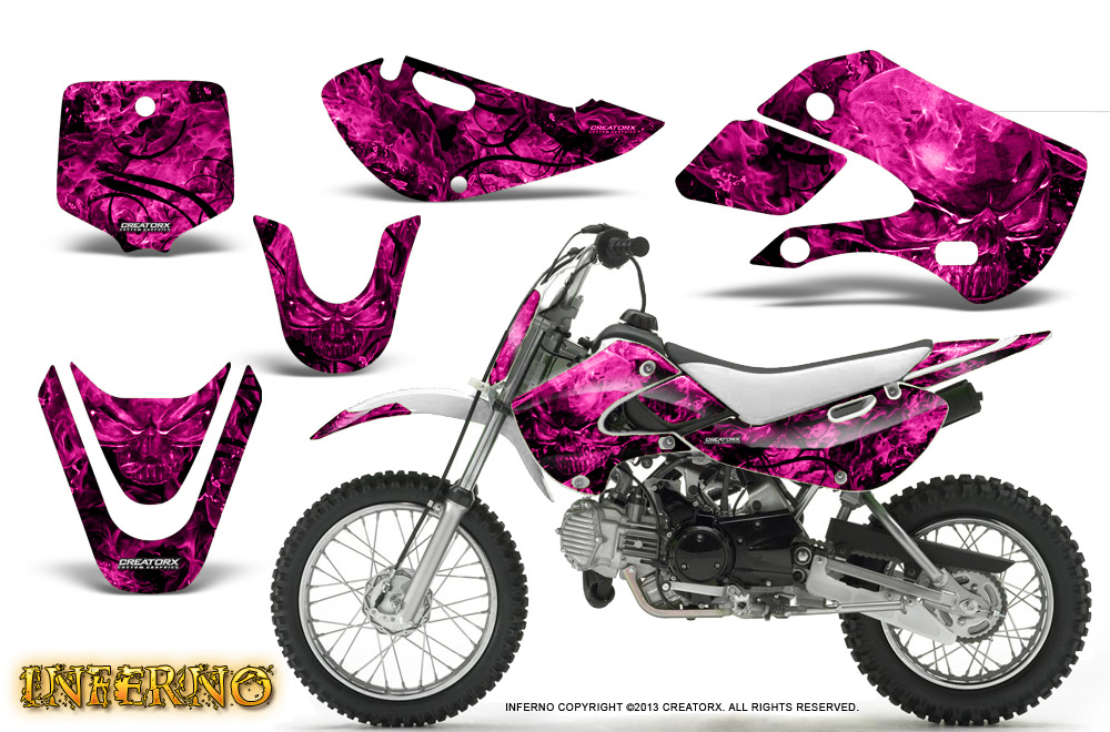 Kawasaki KLX110 KX65 Graphics Kit Inferno Pink